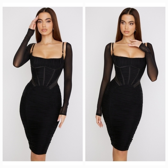 House of CB Freyja Black Gathered Corset Dress size S (Plus Cup) NWT - Picture 3 of 10